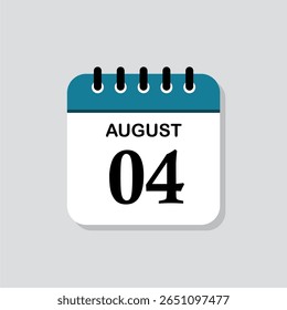 August 04 Flat Calendar Icon in Modern Style