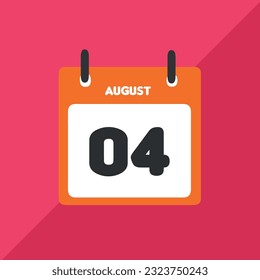 calendario de iconos vectoriales de agosto de 2004 Fecha, día y mes Ilustración vectorial, fondo colorido.