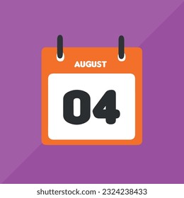 august 04 vector icon calendar Date, day and month Vector illustration, colorful background.