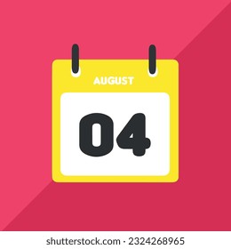 august 04 vector icon calendar Date, day and month Vector illustration, colorful background.