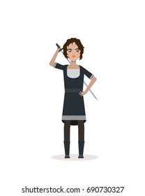 AUGUST 06, 2017: Illustration Of Arya Stark . Vector Character Game Of Thrones. 