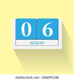 August 06. Vector flat daily calendar icon. Date and time, day, month. Holiday. Season.
