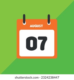 august 07 vector icon calendar Date, day and month Vector illustration, colorful background.
