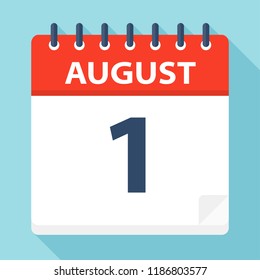 August 1 - Calendar Icon - Vector Illustration