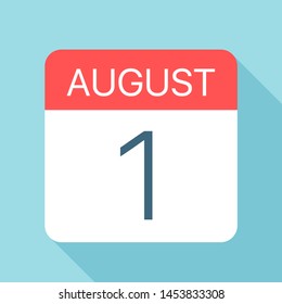 1 de agosto - Ícone de calendário - Ilustração de vetor