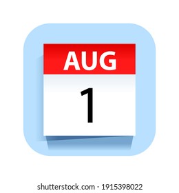 August 1. Calendar Icon. Vector Illustration.