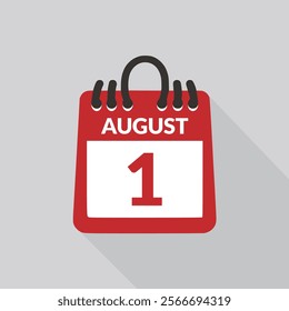 August 1 Calendar icon vector illustration.