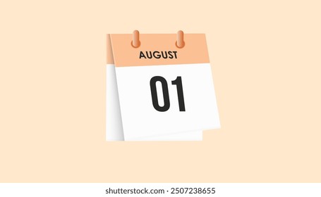 1 de agosto - calendario y planificador de tiempo. Recordatorio de icono de calendario diario. Ilustración vectorial.