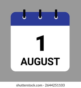 AUGUST 1 - Daily Calendar Icon - White Background