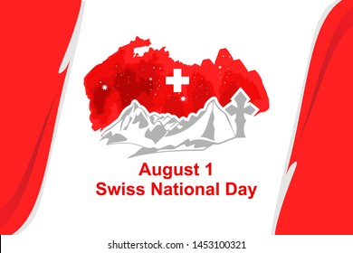 August 1, Swiss national day vector illustration. Suitable for greeting card, poster and banner.