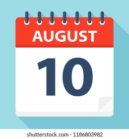 August 10 - Calendar Icon - Vector Illustration