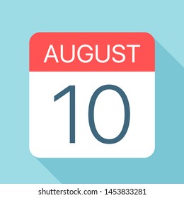 August 10 - Calendar Icon - Vector Illustration