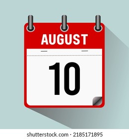 August 10 ,calendar icon vector illustration, isoleted on light blue background.