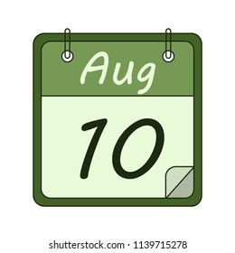 August 10 calendar icon. Web calendar vector icon.