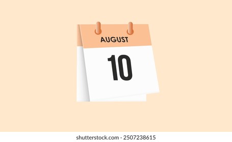 10 de agosto - calendario y planificador de tiempo. Recordatorio de icono de calendario diario. Ilustración vectorial.