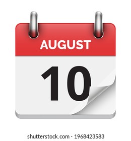 August 10 flat daily realistic calendar icon date vector image