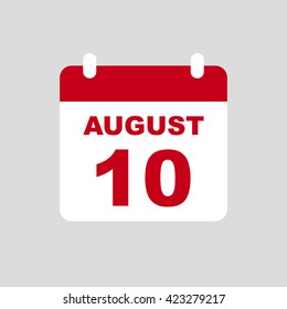 AUGUST 10,calendar icon.