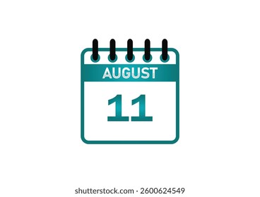 August 11 Calendar Icon - Date, Planner, Event and Schedule Reminder