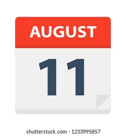August 11 - Calendar Icon - Vector Illustration
