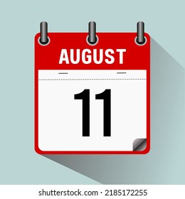 August 11 ,calendar icon vector illustration, isoleted on light blue background.