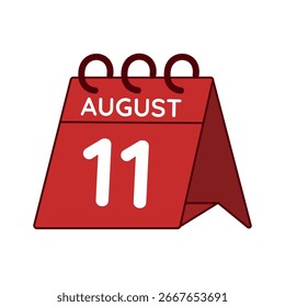 Vector del calendario del escritorio del 11 de agosto sobre fondo blanco
Vector rojo Calendario plano icono