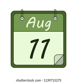 August 11 flat daily calendar icon. Vector illustration