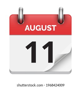 August 11 flat daily realistic calendar icon date vector image