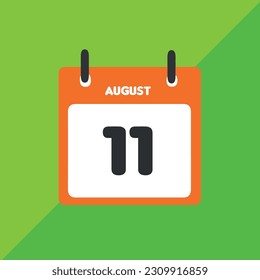 August 11 vector icon calendar Date, day and month Vector illustration, colorful background.