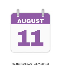 August 11th calendar leaf. August 11 calendar icon calendar page vector illustration