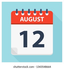 August 12 -  Calendar Icon - Calendar design template - Business vector illustration.