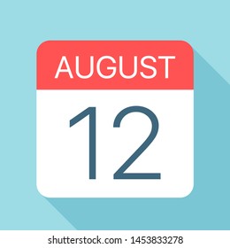August 12 - Calendar Icon - Vector Illustration