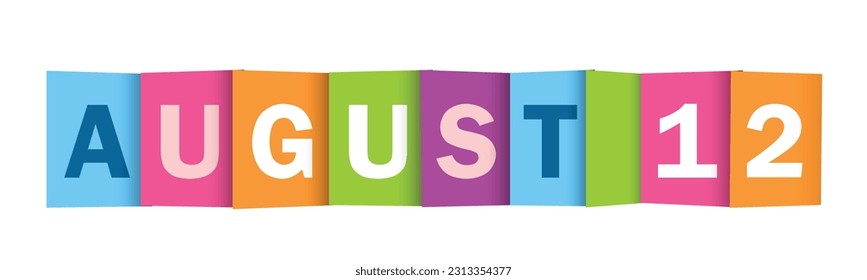 Pancarta de tipografía vectorial colorida de AGOSTO 12