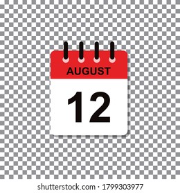 August 12th calendar day of month, vector illustration