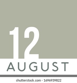 August 12th Minimal Calendar Neutral Color. Vector illustration