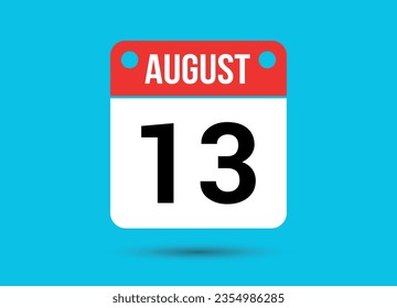 August 13 Calendar Date Flat Icon Day 13 Vector Illustration