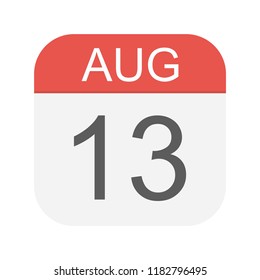 August 13 - Calendar Icon - Vector Illustration