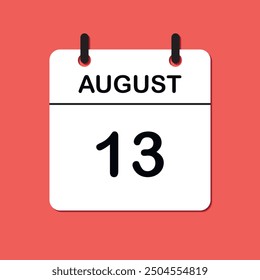 August 13. Daily Calendar icon for design. Simple design for business brochure, flyer, print media, advertisement. Easily editable.