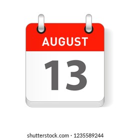 August 13 date visible on a page a day organizer calendar