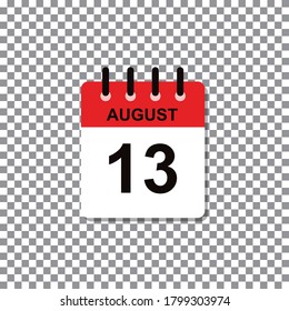 August 13th calendar day of month, vector illustration