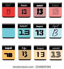 August 13th Calendar Designs: A Collection of Typographic Styles