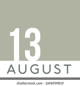 13. August Minimal Calendar Neutral Farbe. Vektorillustration