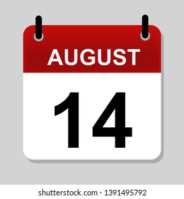 August 14 , calendar icon vector illustrstion