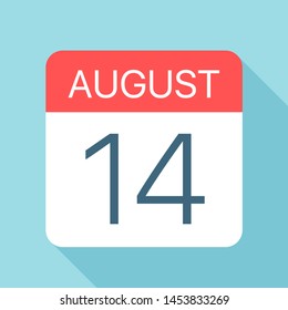 August 14 - Calendar Icon - Vector Illustration