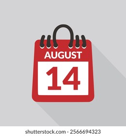 August 14 Calendar icon vector illustration.