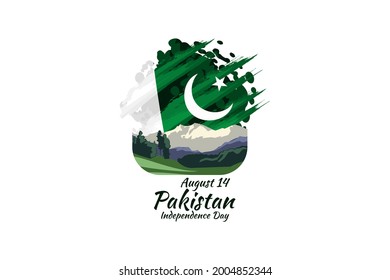 August 14, Happy Pakistan Independence Day vector illustration. Suitable for greeting card, poster and banner