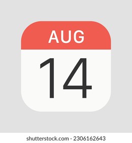 August 14 icon isolated on background. Calendar symbol modern, simple, vector, icon for website design, mobile app, ui. Vector Illustration