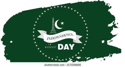 August 14 Pakistan Independence Day printable vector card, banner, web