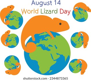August 14 is World Lizard Day Vector illustration.


