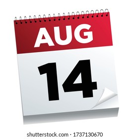 August 14th on a calendar page - illustrated. 
