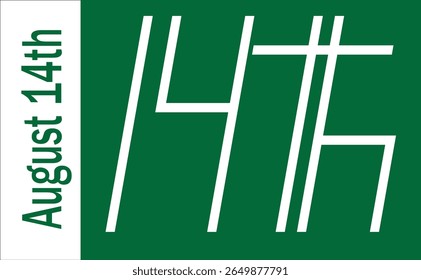 August 14th Typography Poster Design with Vertical Text for National Day Vector